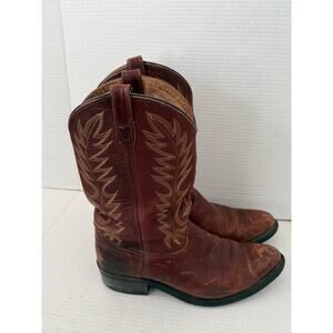 Men's Double H 150 Abrasion Work Brown Western Leather Boots Sz 10.5